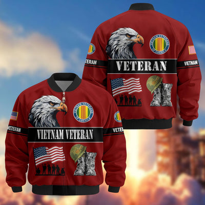 Premium US Veterans Bomber Jacket, Gifts For US Veterans, Gifts On Father's Day, Veterans Day.