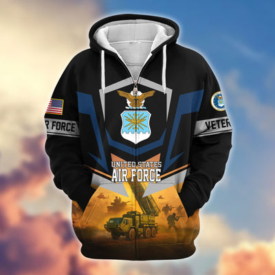 Premium US Veterans Zip Hoodie, Gifts For US Veterans, Gifts On Father's Day, Veterans Day.