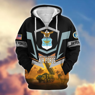 Premium US Veterans Zip Hoodie, Gifts For US Veterans, Gifts On Father's Day, Veterans Day.