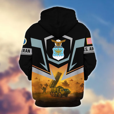 Premium US Veterans Zip Hoodie, Gifts For US Veterans, Gifts On Father's Day, Veterans Day.