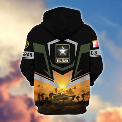 Premium US Veterans Zip Hoodie, Gifts For US Veterans, Gifts On Father's Day, Veterans Day.