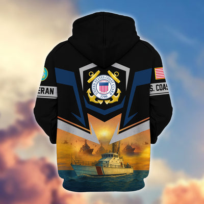 Premium US Veterans Zip Hoodie, Gifts For US Veterans, Gifts On Father's Day, Veterans Day.