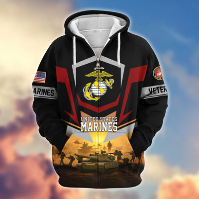 Premium US Veterans Zip Hoodie, Gifts For US Veterans, Gifts On Father's Day, Veterans Day.