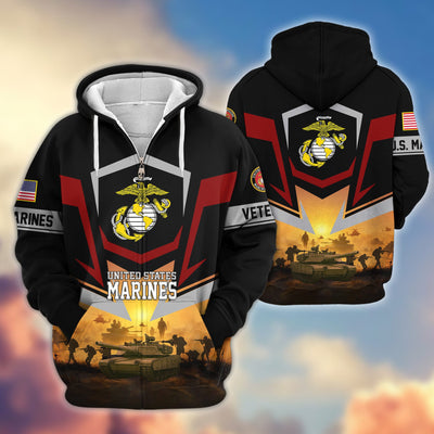 Premium US Veterans Zip Hoodie, Gifts For US Veterans, Gifts On Father's Day, Veterans Day.