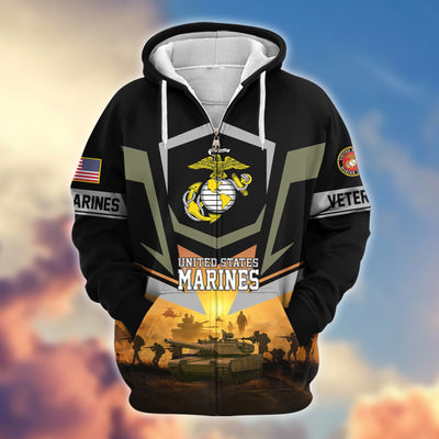 Premium US Veterans Zip Hoodie, Gifts For US Veterans, Gifts On Father's Day, Veterans Day.