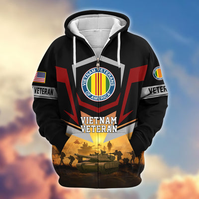 Premium US Veterans Zip Hoodie, Gifts For US Veterans, Gifts On Father's Day, Veterans Day.
