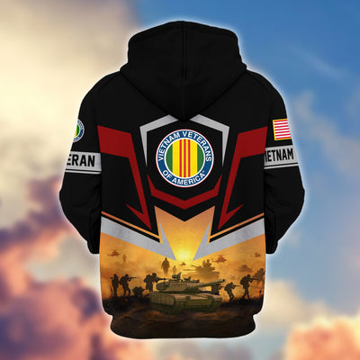 Premium US Veterans Zip Hoodie, Gifts For US Veterans, Gifts On Father's Day, Veterans Day.