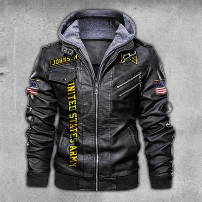 Premium Custom US Army Leather Jacket, Gifts For Army Veteran, Gifts On Father's Day, Veterans Day.