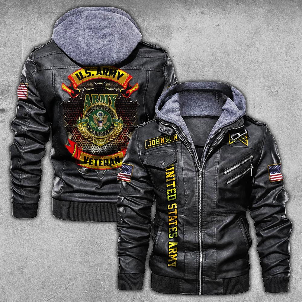 Premium Custom US Army Leather Jacket, Gifts For Army Veteran, Gifts On Father's Day, Veterans Day.