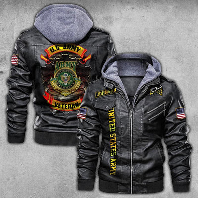 Premium Custom US Army Leather Jacket, Gifts For Army Veteran, Gifts On Father's Day, Veterans Day.