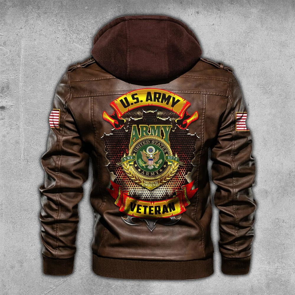 Premium Custom US Army Leather Jacket, Gifts For Army Veteran, Gifts On Father's Day, Veterans Day.