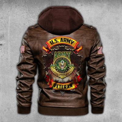 Premium Custom US Army Leather Jacket, Gifts For Army Veteran, Gifts On Father's Day, Veterans Day.