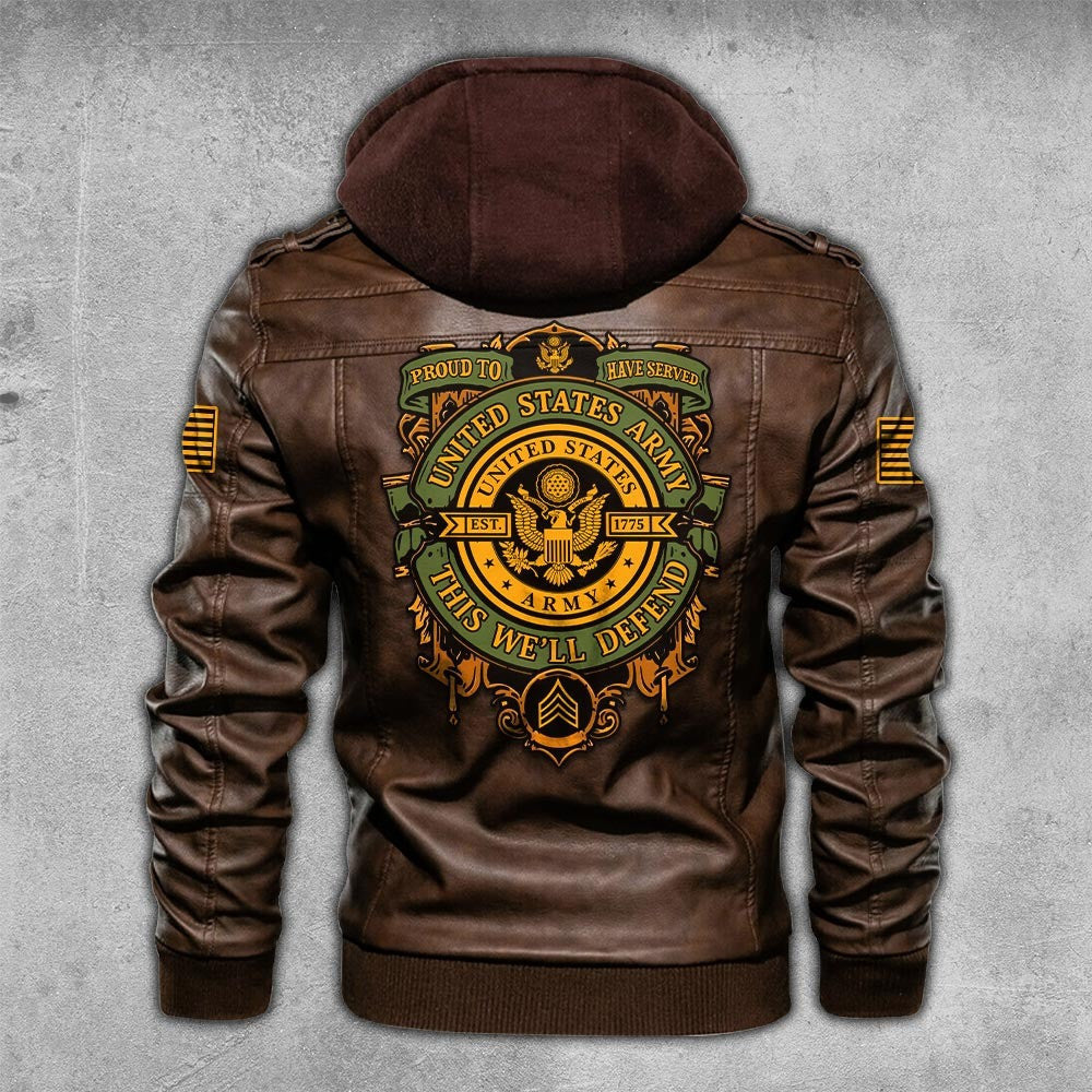 Premium Custom US Army Leather Jacket, Gifts For Army Veteran, Gifts On Father's Day, Veterans Day.