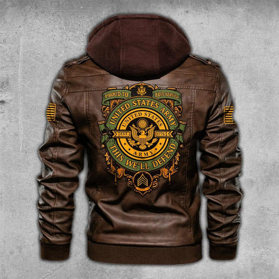 Premium Custom US Army Leather Jacket, Gifts For Army Veteran, Gifts On Father's Day, Veterans Day.
