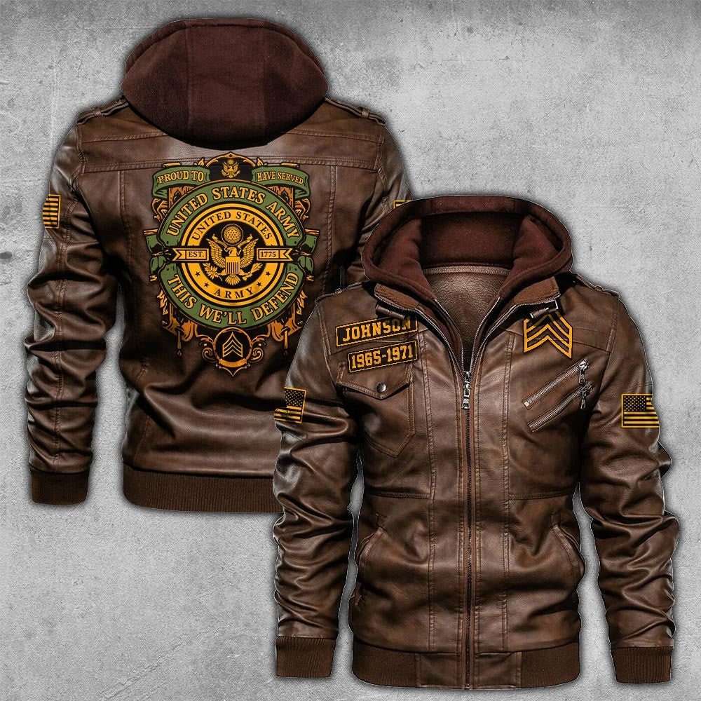 Premium Custom US Army Leather Jacket, Gifts For Army Veteran, Gifts On Father's Day, Veterans Day.