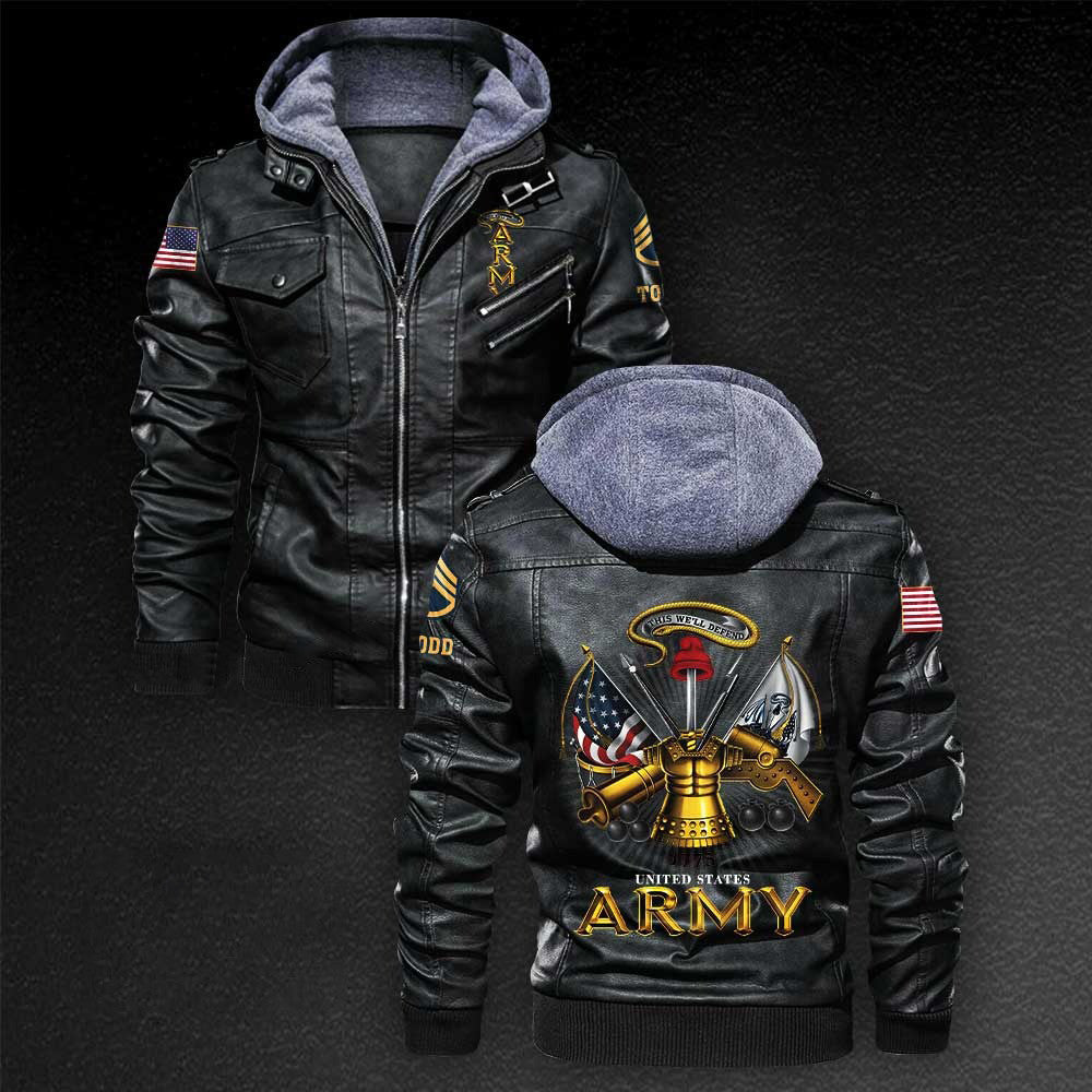 Premium Custom US Army Leather Jacket, Gifts For Army Veteran, Gifts On Father's Day, Veterans Day.