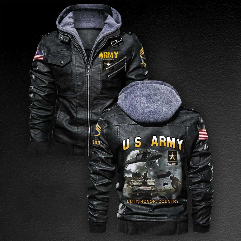 Premium Custom US Army Leather Jacket, Gifts For Army Veteran, Gifts On Father's Day, Veterans Day.
