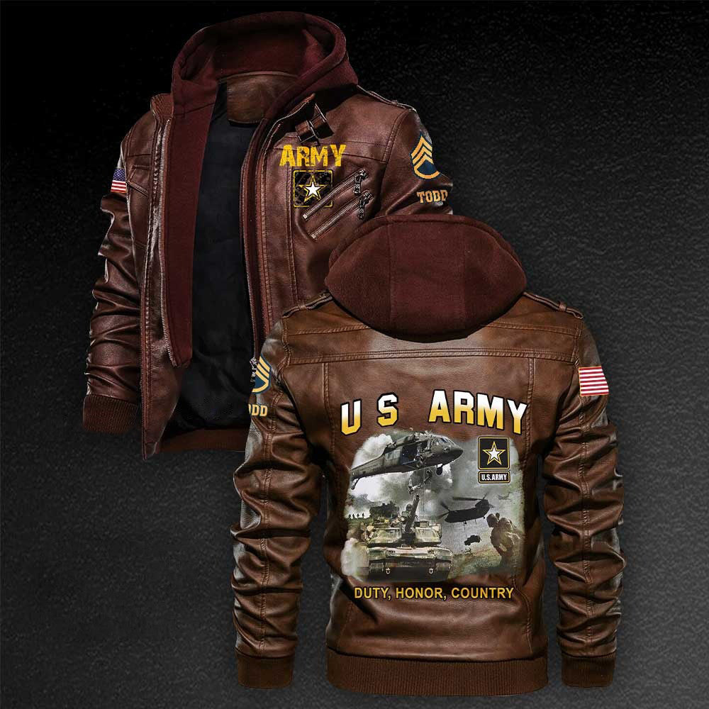 Premium Custom US Army Leather Jacket, Gifts For Army Veteran, Gifts On Father's Day, Veterans Day.