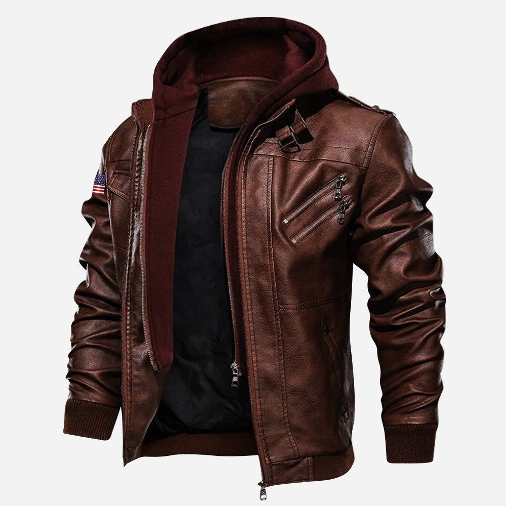 Premium USMC Leather Jacket, Gifts For Marine Veteran, Gifts On Father's Day, Veterans Day.