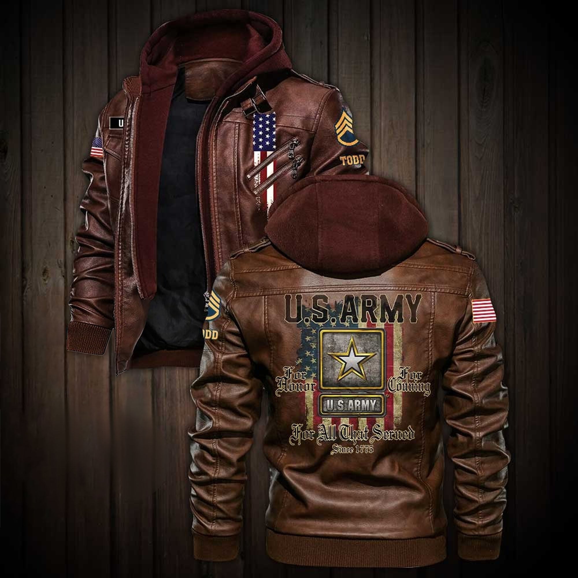 Premium Custom US Army Leather Jacket, Gifts For Army Veteran, Gifts On Father's Day, Veterans Day.