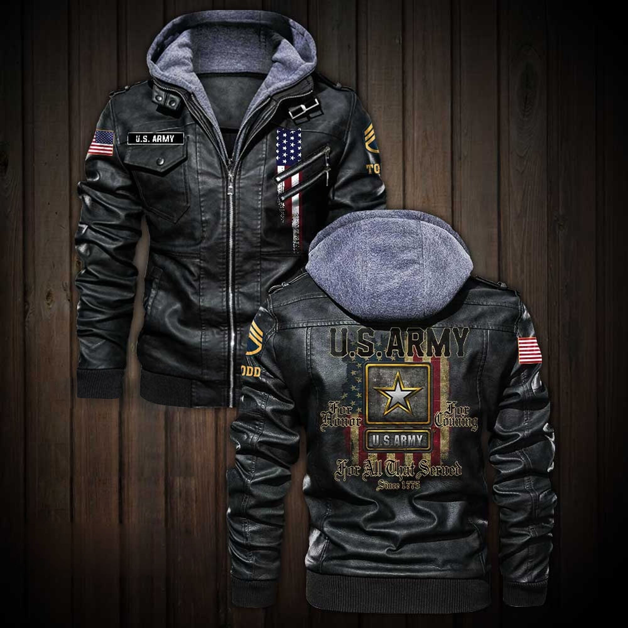 Premium Custom US Army Leather Jacket, Gifts For Army Veteran, Gifts On Father's Day, Veterans Day.