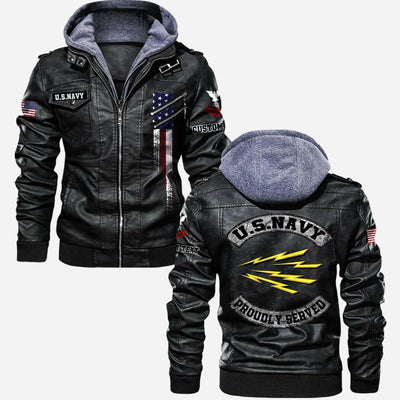 Premium Custom Unit US Navy Leather Jacket, Gifts For Navy Veteran, Gifts On Father's Day, Veterans Day.
