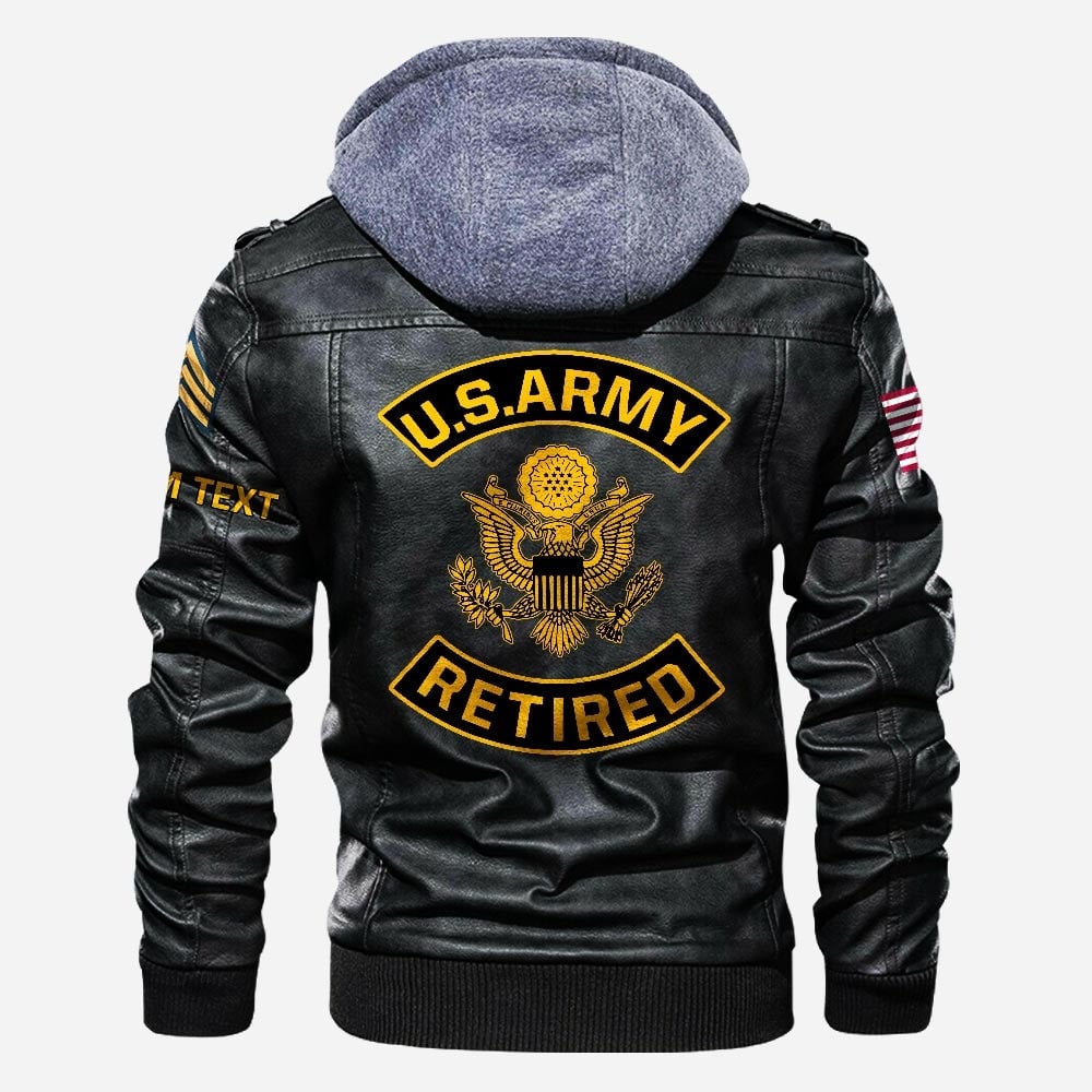 Premium Custom US Army Retired Leather Jacket, Gifts For Army Retired, Gifts On Father's Day, Veterans Day.