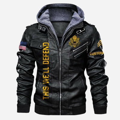 Premium Custom US Army Retired Leather Jacket, Gifts For Army Retired, Gifts On Father's Day, Veterans Day.