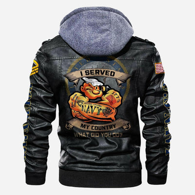 Premium Custom US Navy Leather Jacket, Gifts For Navy Veteran, Gifts On Father's Day, Veterans Day.