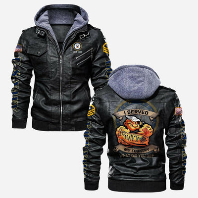Premium Custom US Navy Leather Jacket, Gifts For Navy Veteran, Gifts On Father's Day, Veterans Day.