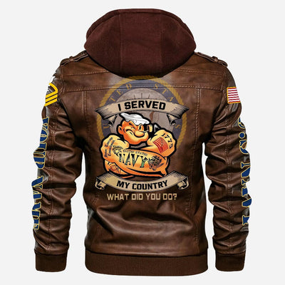 Premium Custom US Navy Leather Jacket, Gifts For Navy Veteran, Gifts On Father's Day, Veterans Day.