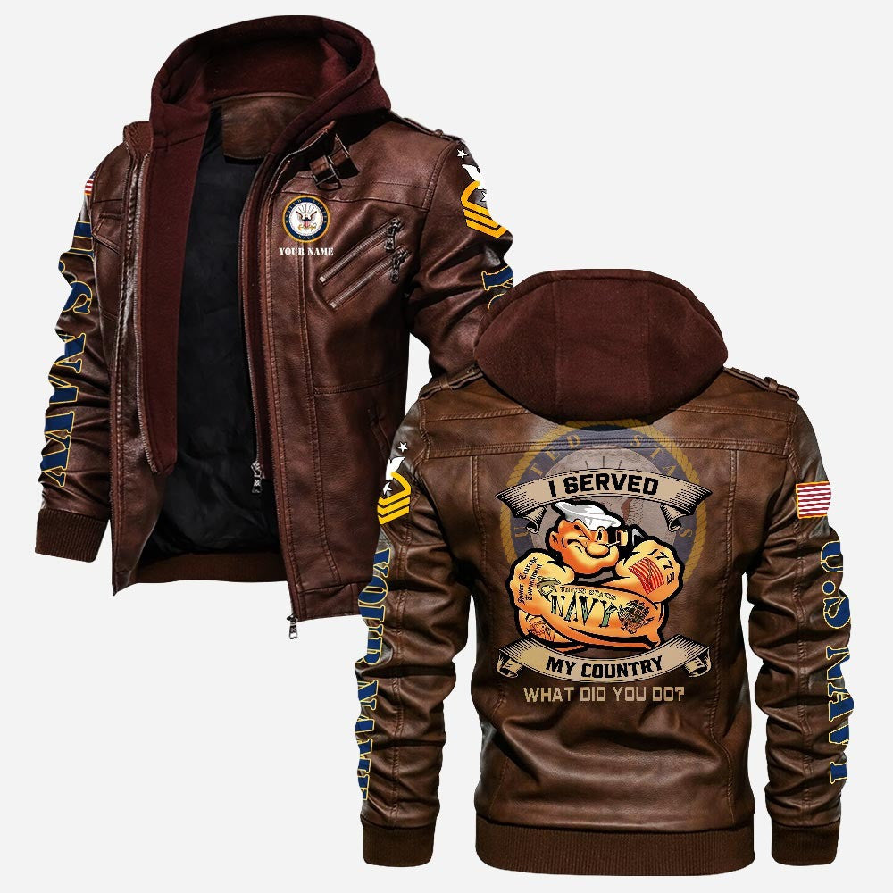 Premium Custom US Navy Leather Jacket, Gifts For Navy Veteran, Gifts On Father's Day, Veterans Day.