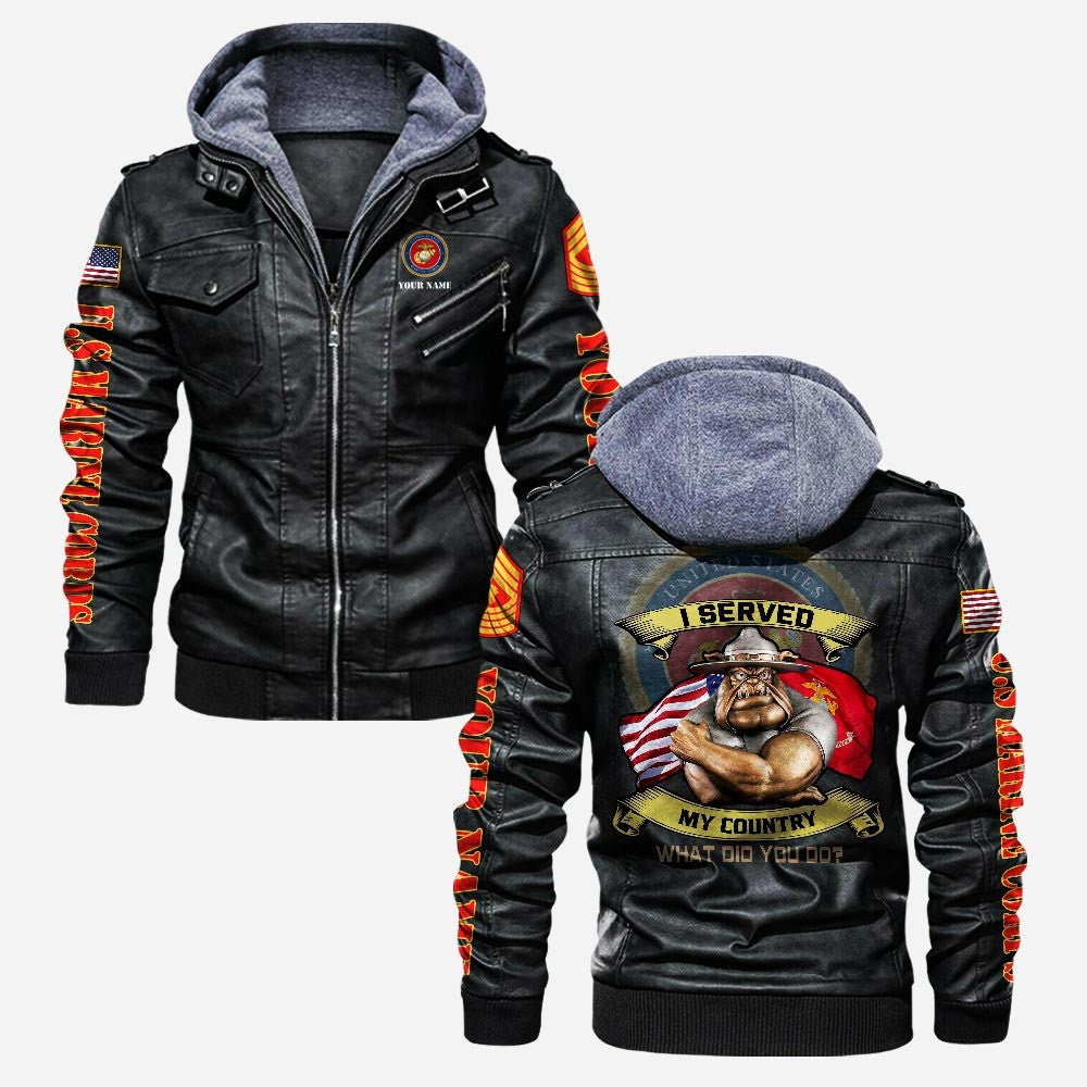 Premium Custom USMC Leather Jacket, Gifts For Marine Veteran, Gifts On Father's Day, Veterans Day.