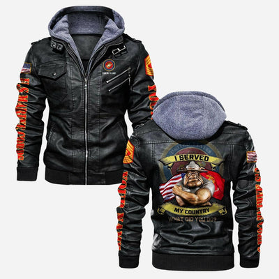Premium Custom USMC Leather Jacket, Gifts For Marine Veteran, Gifts On Father's Day, Veterans Day.