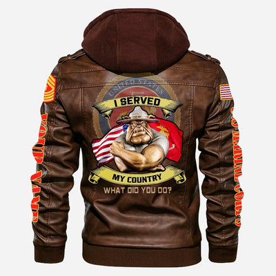 Premium Custom USMC Leather Jacket, Gifts For Marine Veteran, Gifts On Father's Day, Veterans Day.