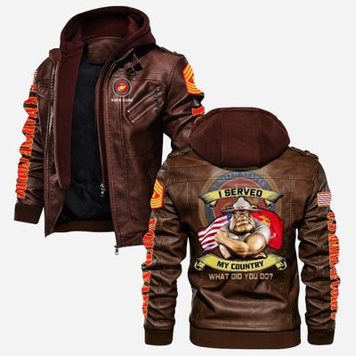 Premium Custom USMC Leather Jacket, Gifts For Marine Veteran, Gifts On Father's Day, Veterans Day.