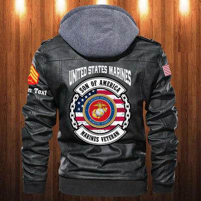 Premium Custom USMC Leather Jacket, Gifts For Marine Veteran, Gifts On Father's Day, Veterans Day.