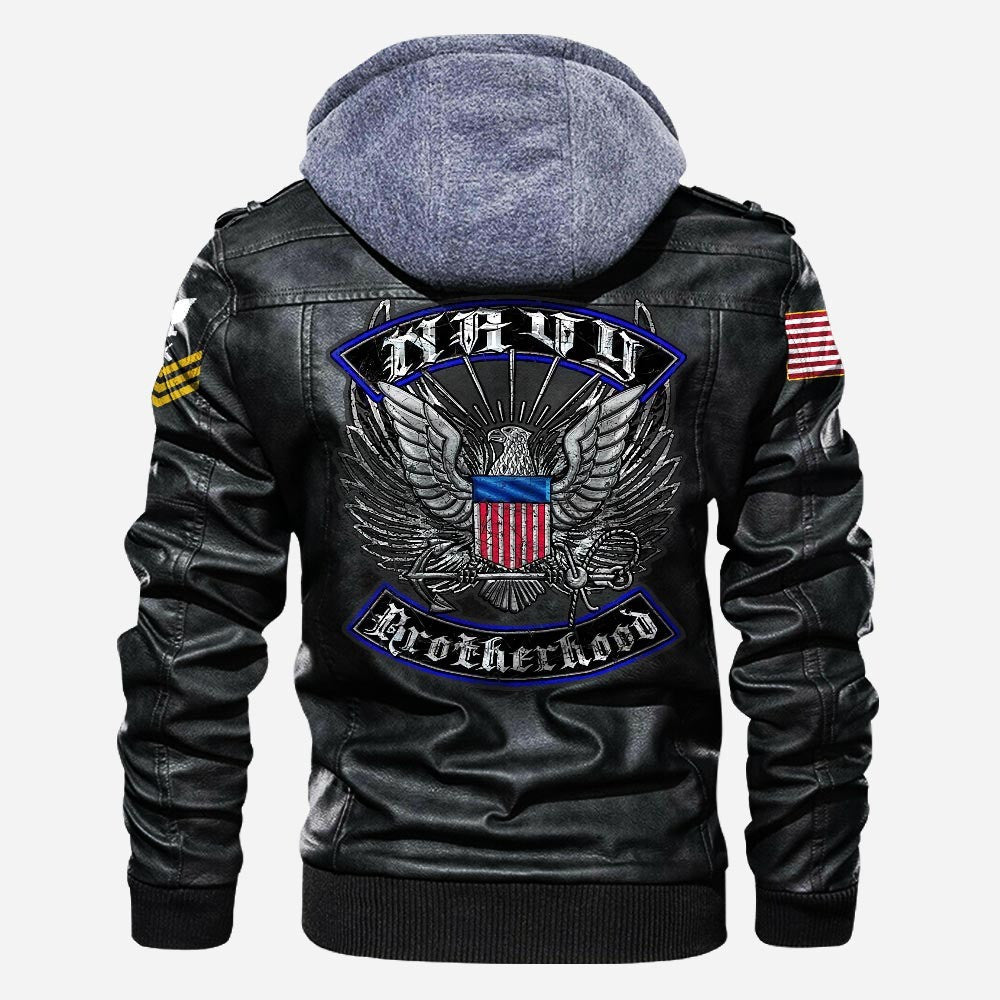 Premium Custom US Navy Leather Jacket, Gifts For Navy Veteran, Gifts On Father's Day, Veterans Day.