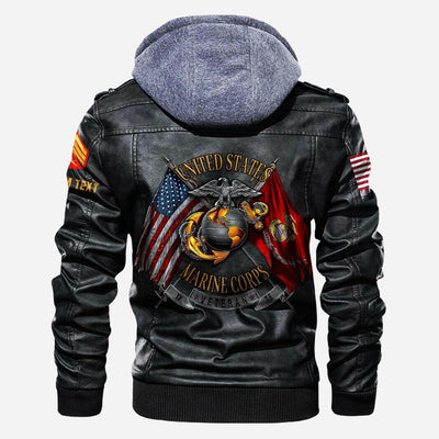 Premium Custom USMC Leather Jacket, Gifts For Marine Veteran, Gifts On Father's Day, Veterans Day.