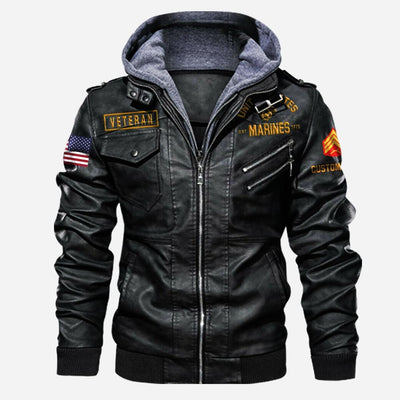 Premium Custom USMC Leather Jacket, Gifts For Marine Veteran, Gifts On Father's Day, Veterans Day.