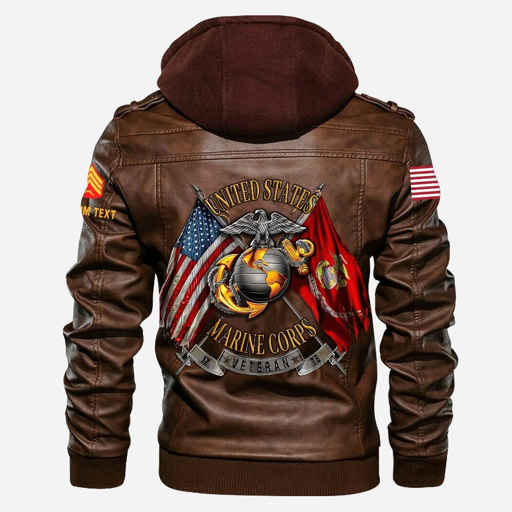 Premium Custom USMC Leather Jacket, Gifts For Marine Veteran, Gifts On Father's Day, Veterans Day.