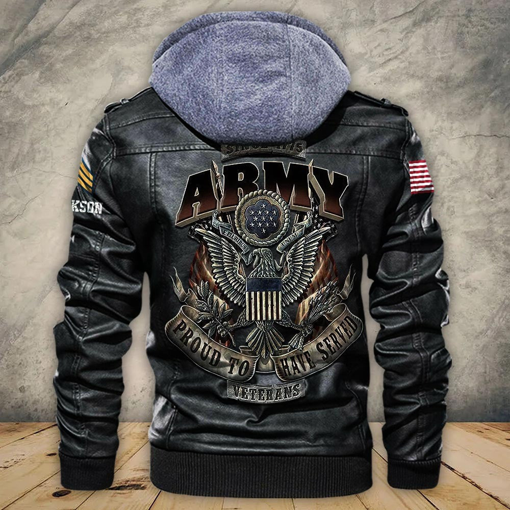 Premium Custom US Army Leather Jacket, Gifts For Army Veteran, Gifts On Father's Day, Veterans Day.