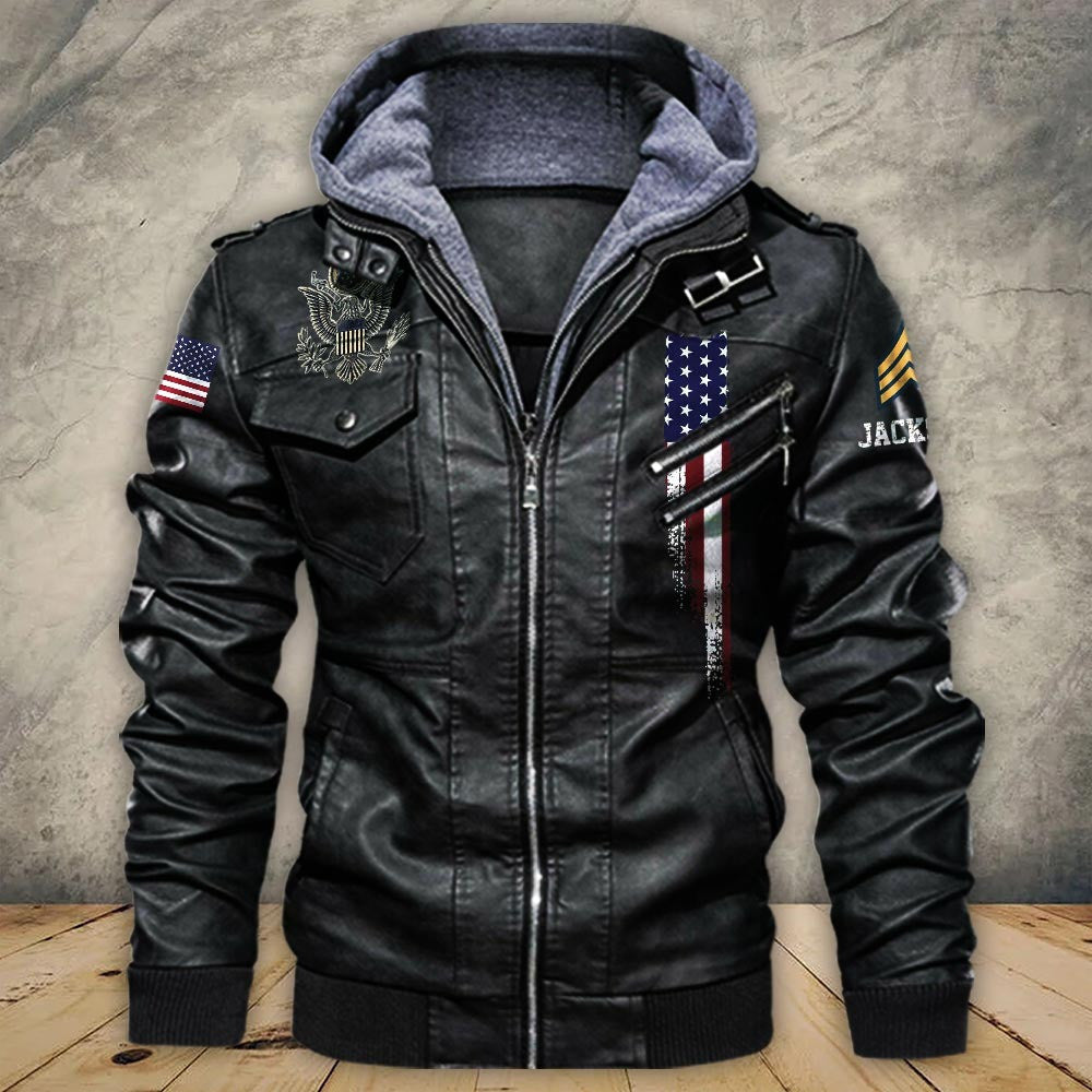 Premium Custom US Army Leather Jacket, Gifts For Army Veteran, Gifts On Father's Day, Veterans Day.