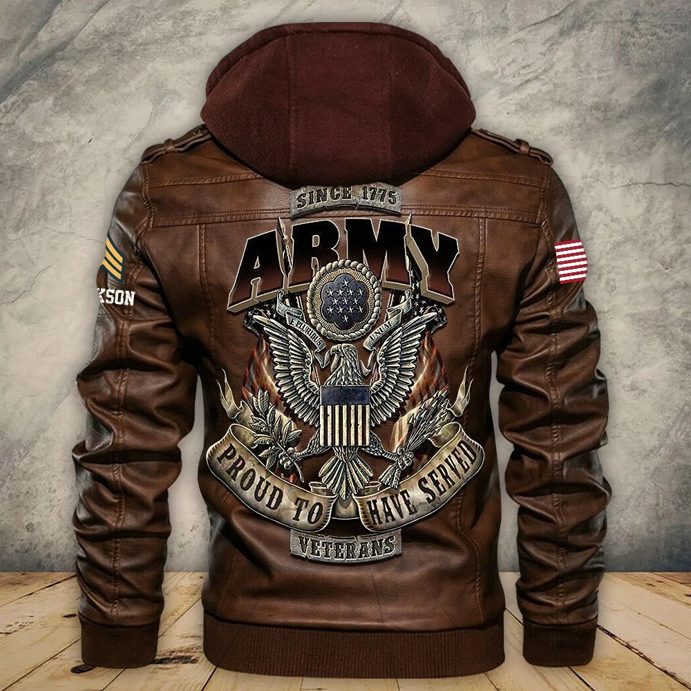 Premium Custom US Army Leather Jacket, Gifts For Army Veteran, Gifts On Father's Day, Veterans Day.