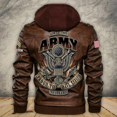 Premium Custom US Army Leather Jacket, Gifts For Army Veteran, Gifts On Father's Day, Veterans Day.