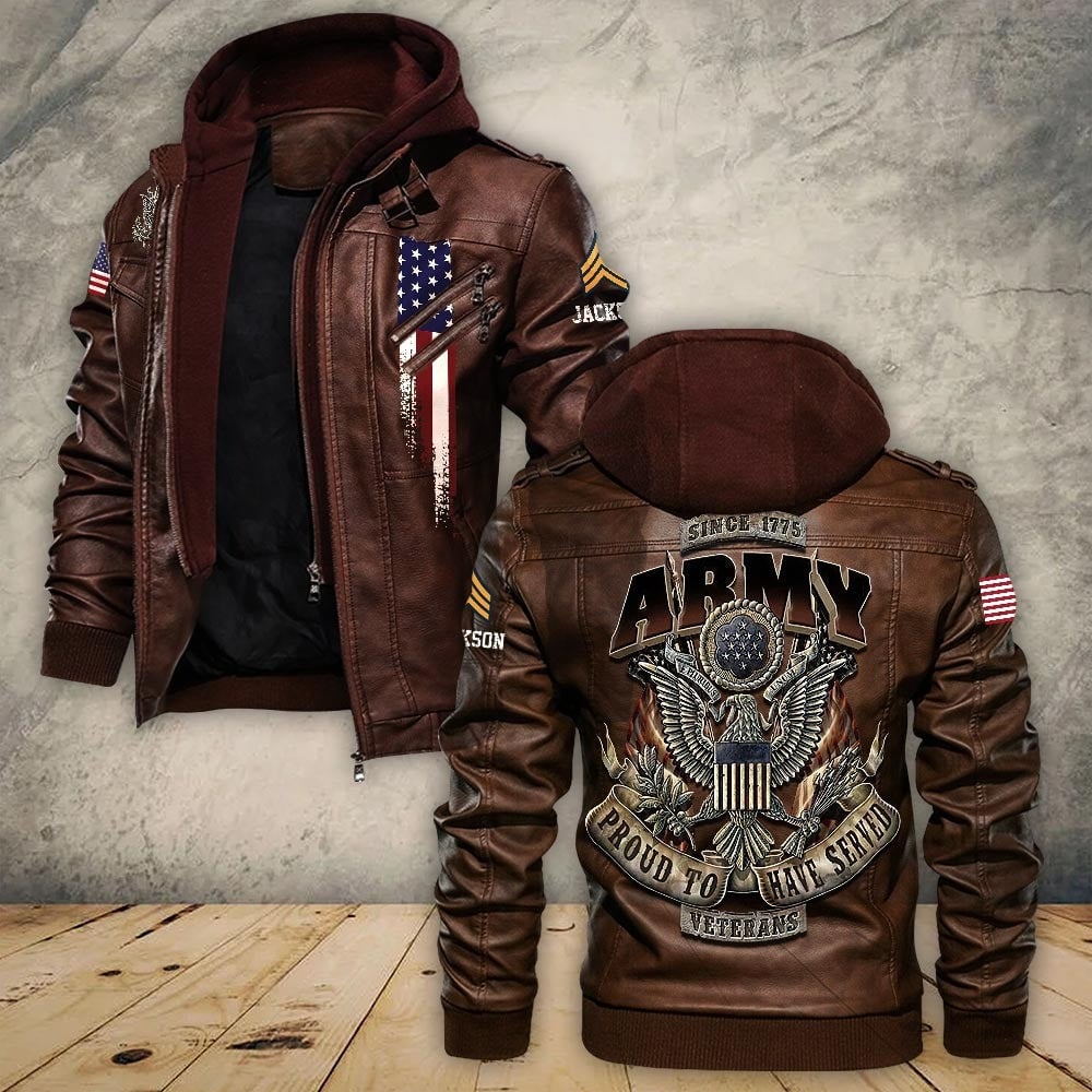 Premium Custom US Army Leather Jacket, Gifts For Army Veteran, Gifts On Father's Day, Veterans Day.