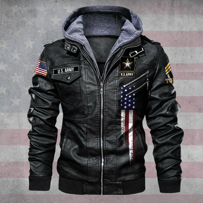 Premium Custom US Army Leather Jacket, Gifts For Army Veteran, Gifts On Father's Day, Veterans Day.