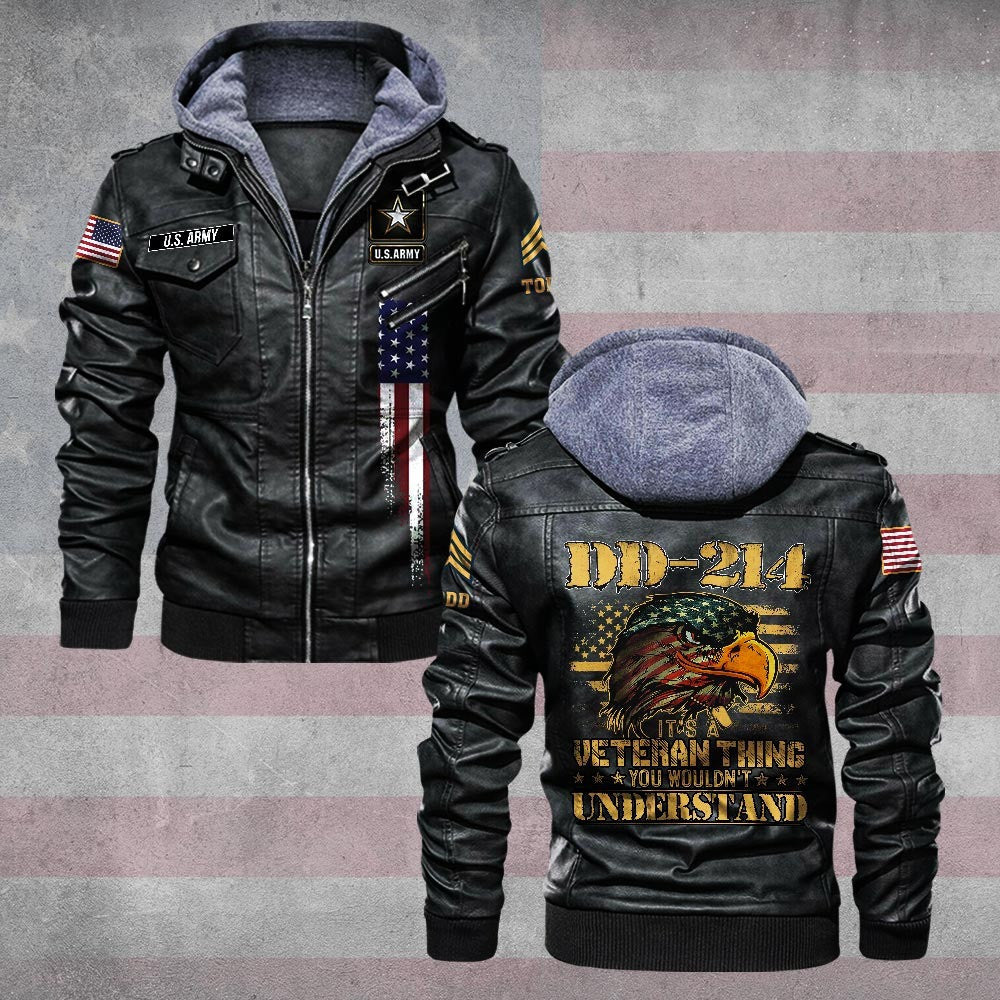 Premium Custom US Army Leather Jacket, Gifts For Army Veteran, Gifts On Father's Day, Veterans Day.