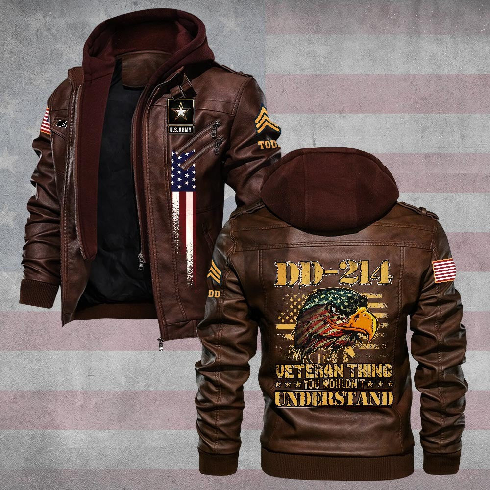Premium Custom US Army Leather Jacket, Gifts For Army Veteran, Gifts On Father's Day, Veterans Day.