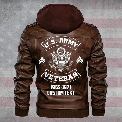Premium Custom US Army Leather Jacket, Gifts For Army Veteran, Gifts On Father's Day, Veterans Day.